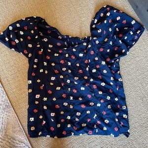 Madewell Navy Floral Top